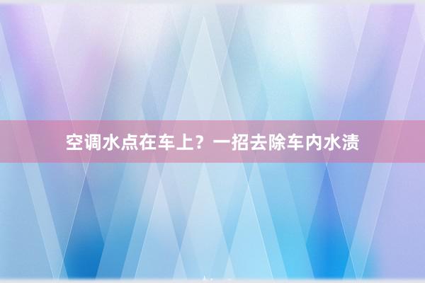 空调水点在车上？一招去除车内水渍